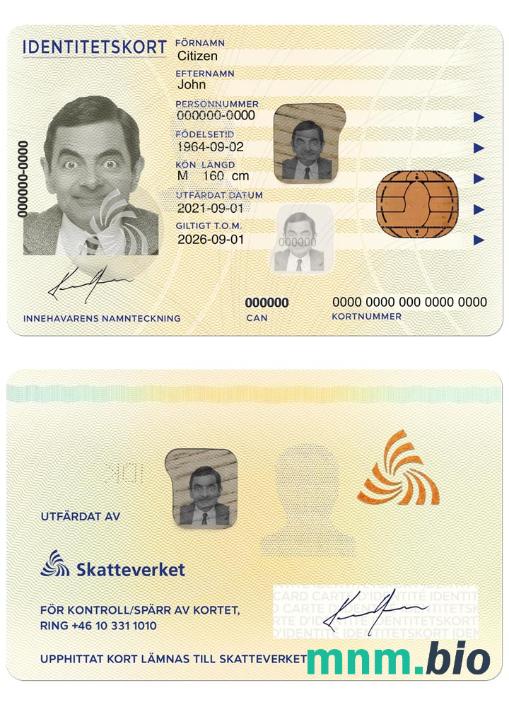 Przykład nowej karty identyfikacyjnej SZWECJI w formacie PSD, w pełni edytowalny